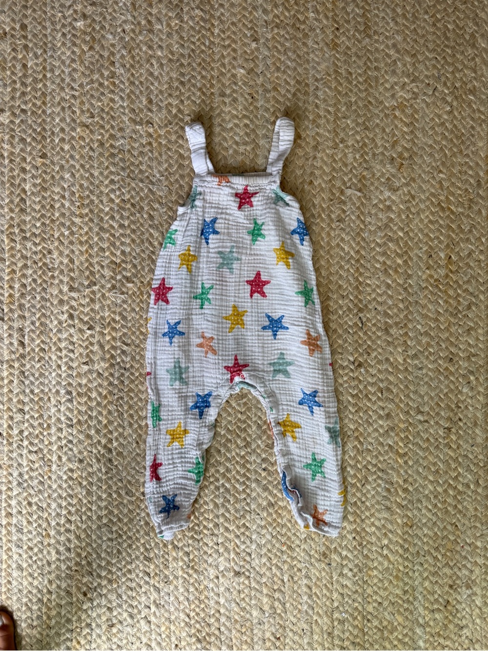 Primary White Baby One-Piece with Multicolor Star Print
